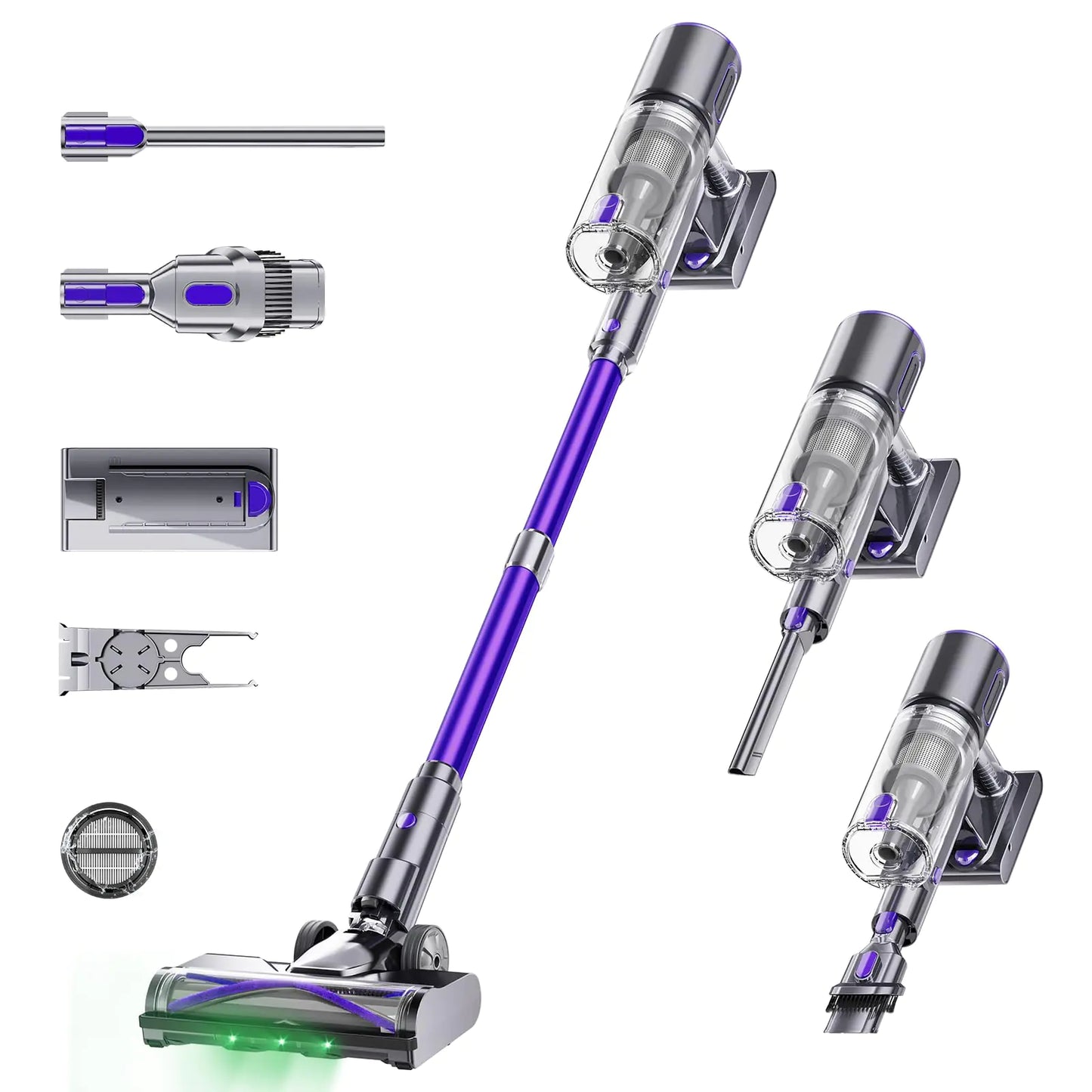Cordless Vacuum Cleaner 600W 55Kpa Vacuum Cleaners for Home Cordless Stick Vacuum Cleaner Max 60Min. OLED Large Screen Anti-tangled Handheld Vacuum Cleaner 1.6L for Hardwood FloorCarpetsPet Hair
